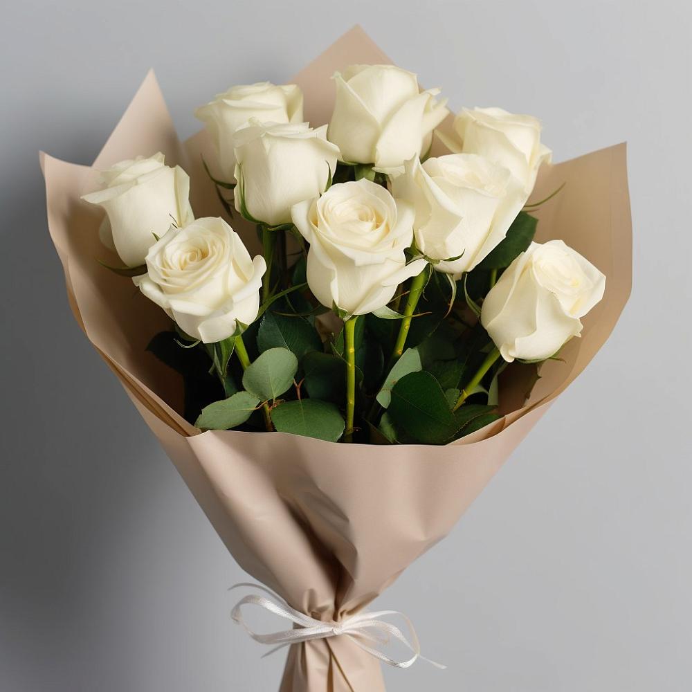 Букет 9 Белых роз Эдлесс Лав в Ногинске