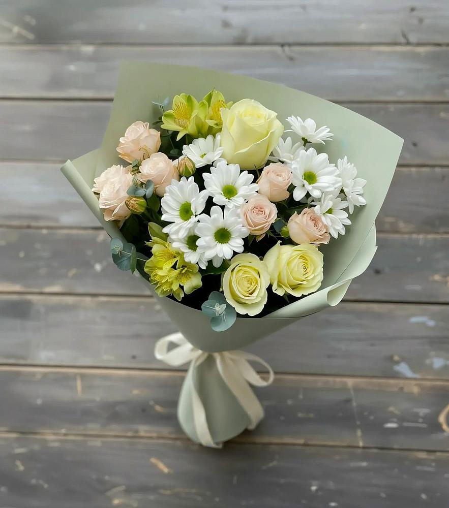 Букет цветов из: Альстромерии, Розы и Хризантемы в Ногинске