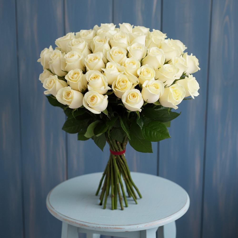 Букет 51 Белая роза Эдлесс Лав в Ногинске