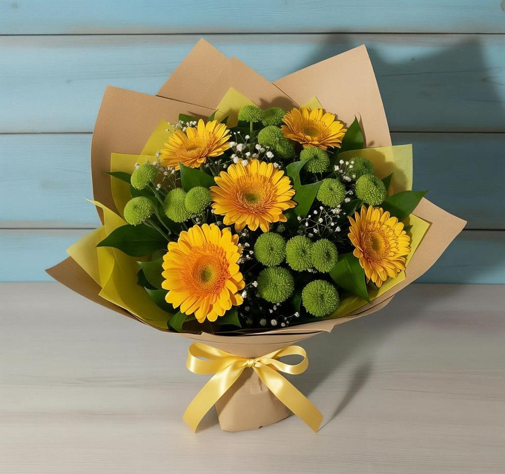 Букет цветов из: Герберы и Хризантемы в Ногинске