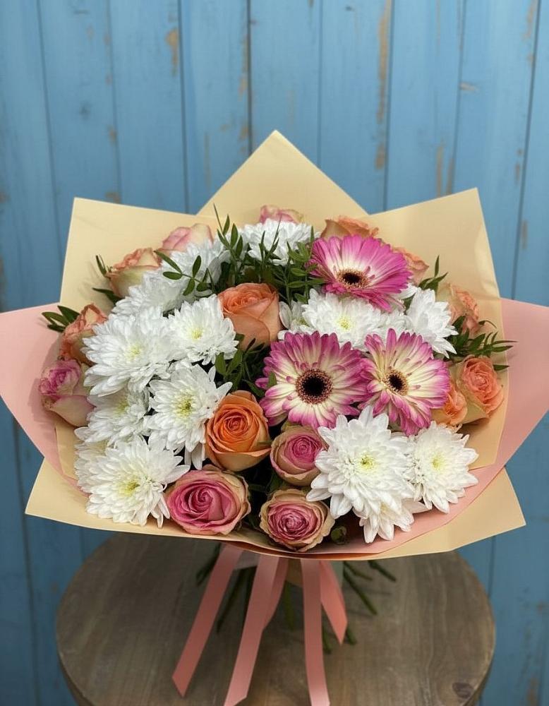 Букет цветов из: Розы, Герберы и Хризантемы в Ногинске