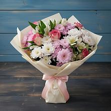 Букет цветов из:  Хризантемы, Альстромерии и Розы #REPLACE_PRED# Ногинске