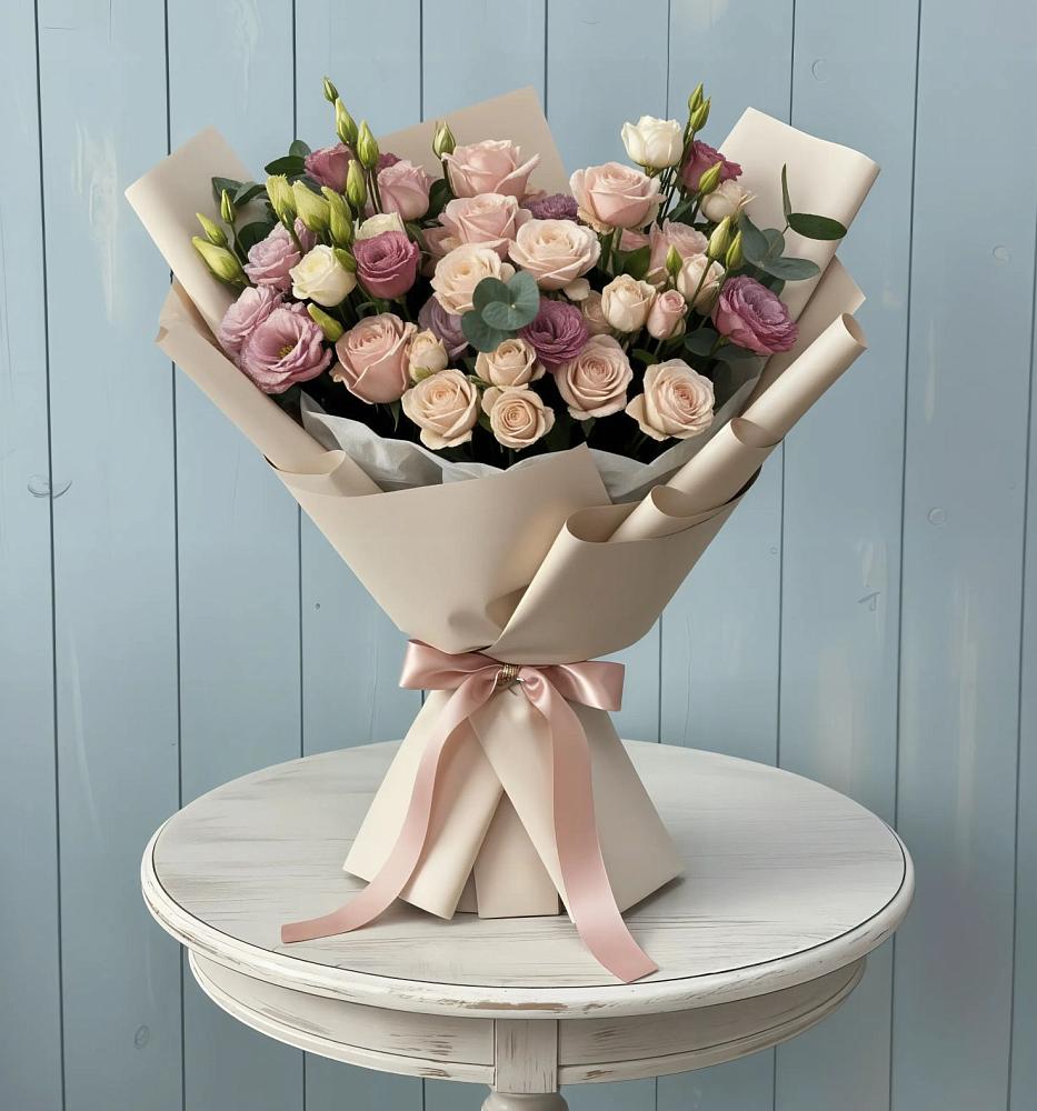 Букет цветов из: Розы и Лизиантусы в Ногинске