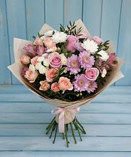 Букет цветов из:  Хризантемы, Розы и Альстромерии в Ногинске