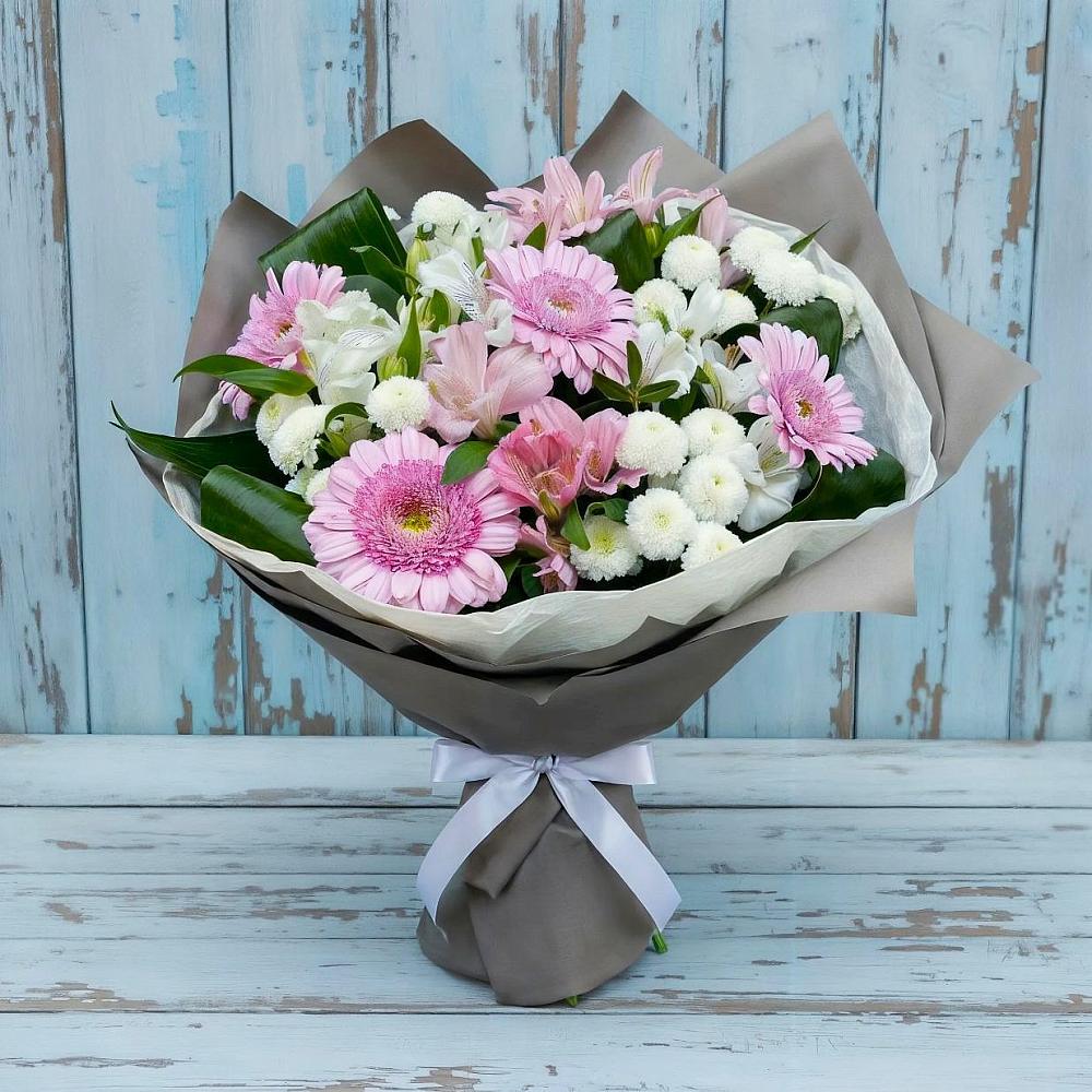 Букет цветов из: Герберы, Альстромерии и Хризантемы в Ногинске