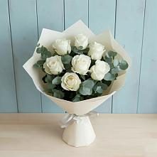 Букет Белые розы в Эвкалипте #REPLACE_PRED# Ногинске